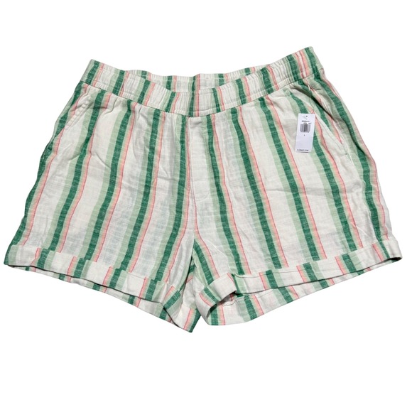 Old Navy Pants - Old Navy High Rise Linen Blend Striped Shorts Womens Large Colorful Breathable